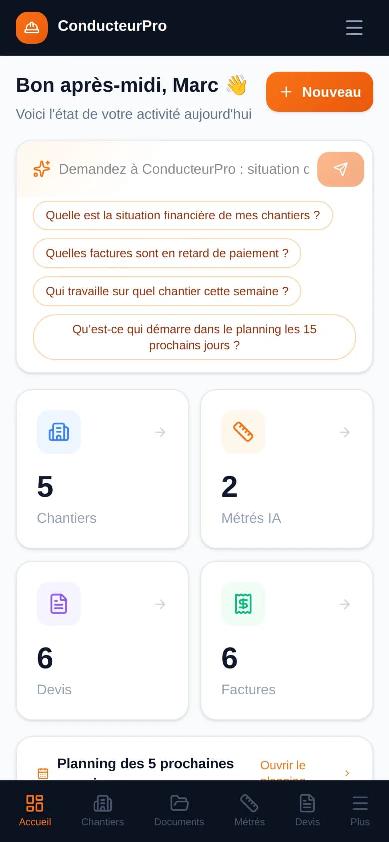 ConducteurPro sur téléphone